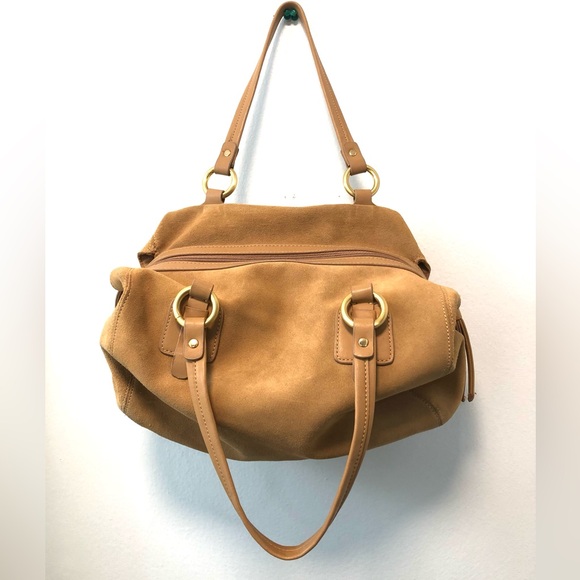 Liz Claiborne Handbags - Liz Claiborne small satchel, suede leather, ginger yellow, zip closure.